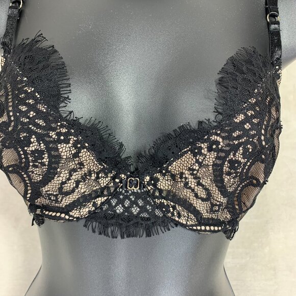 Ann Summers Elegant Black and champagne Lace Bra size 32DD - Picture 9 of 16